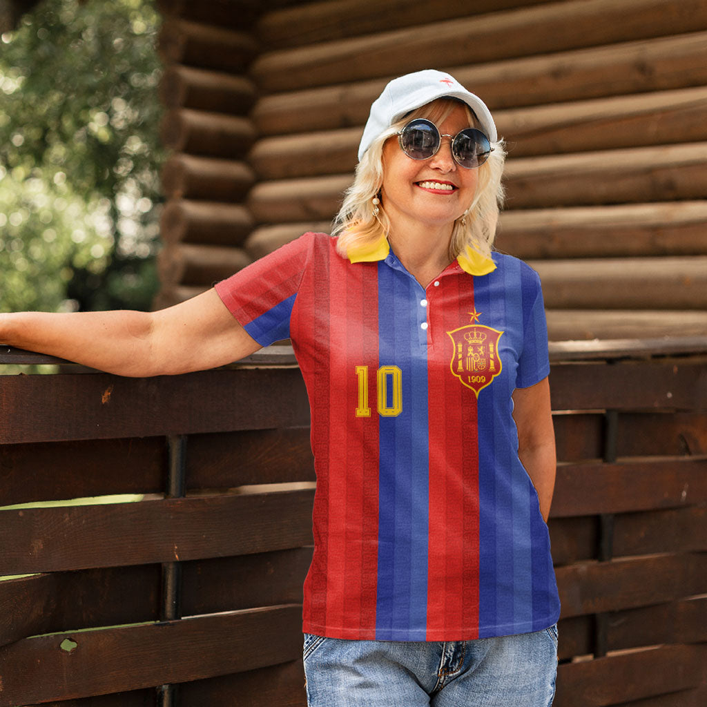 Spain 2026 Football Custom Women Polo Shirt La Roja x Blaugrana