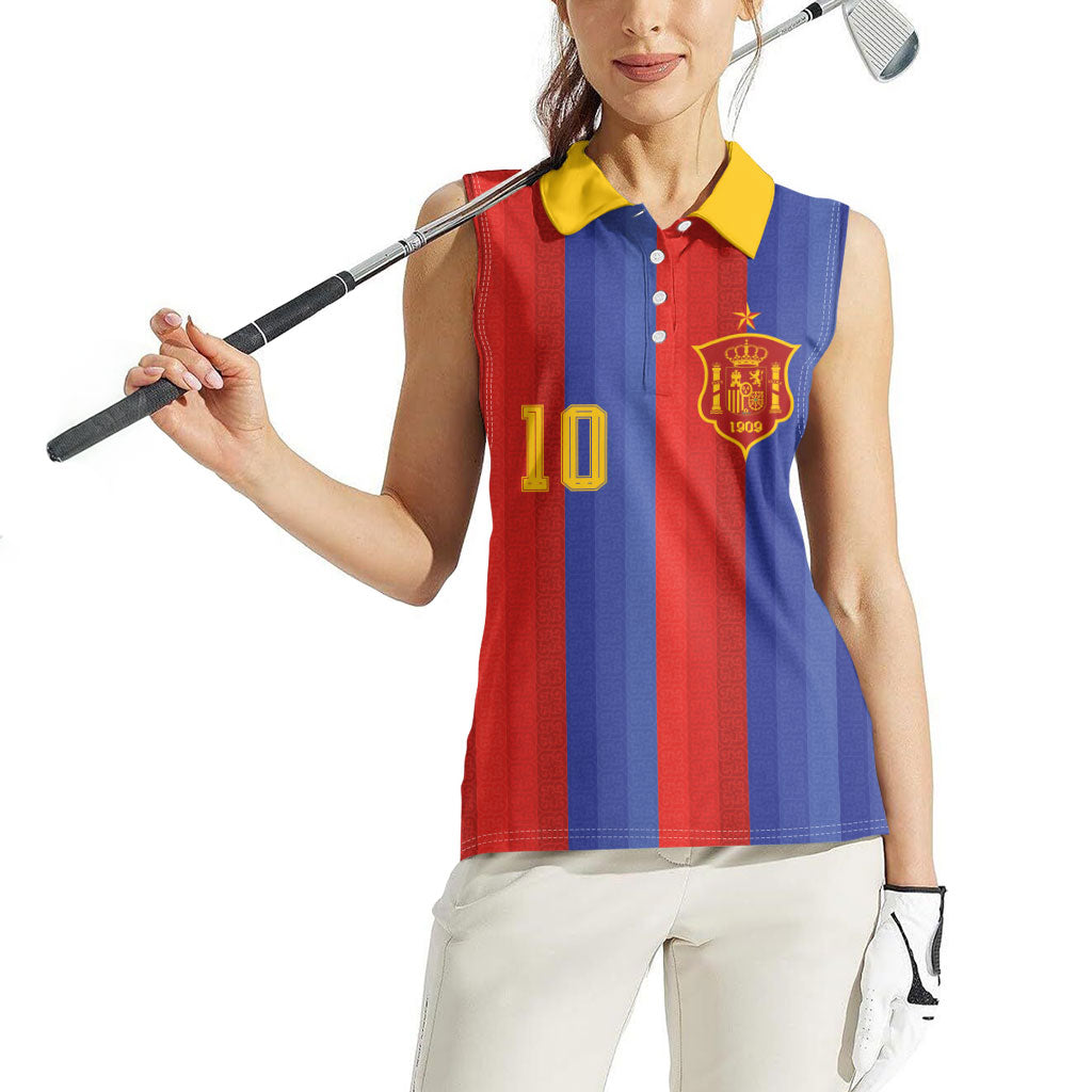 Spain 2026 Football Custom Women Sleeveless Polo Shirt La Roja x Blaugrana