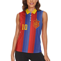 Spain 2026 Football Custom Women Sleeveless Polo Shirt La Roja x Blaugrana