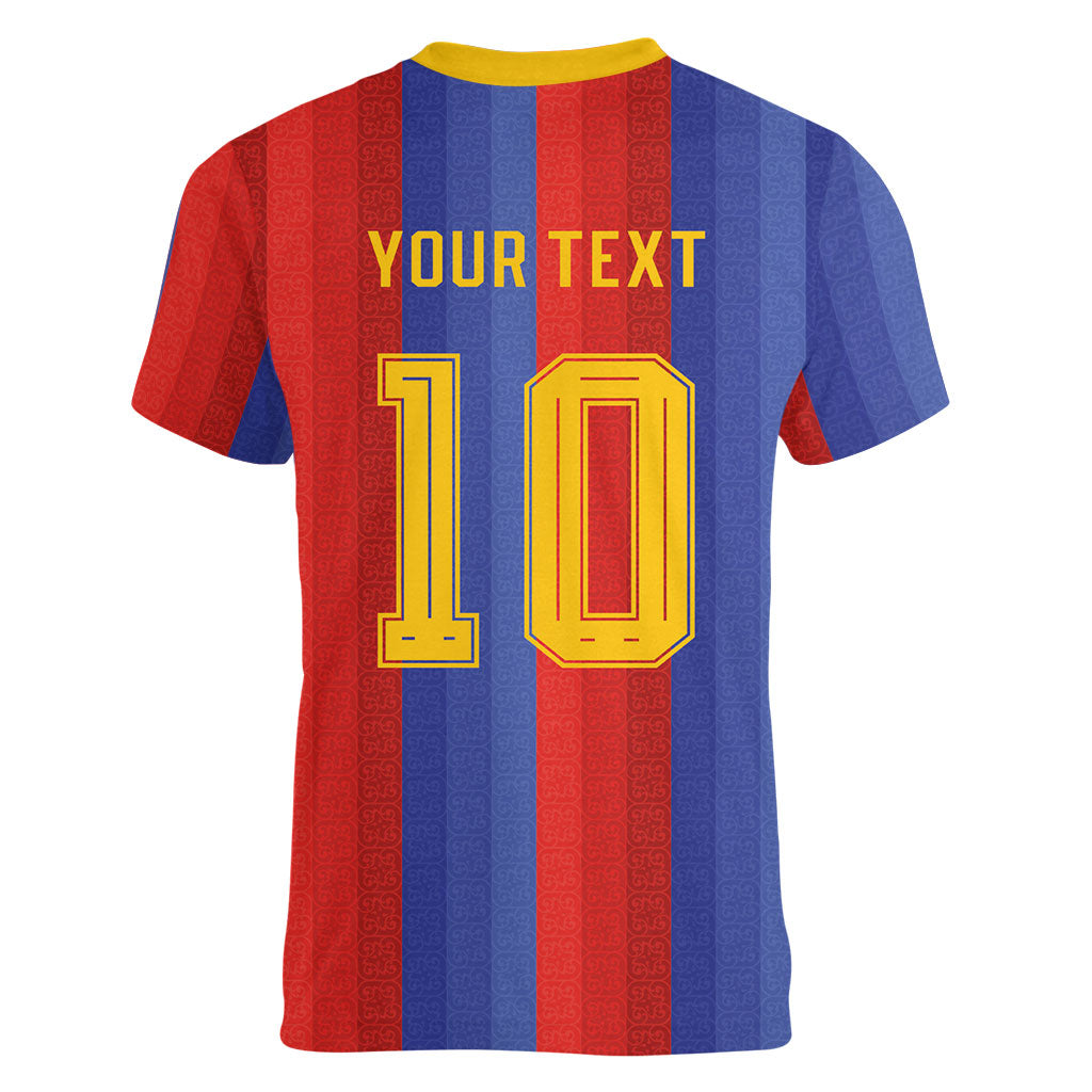 Spain 2026 Football Custom Women V-Neck T-Shirt La Roja x Blaugrana
