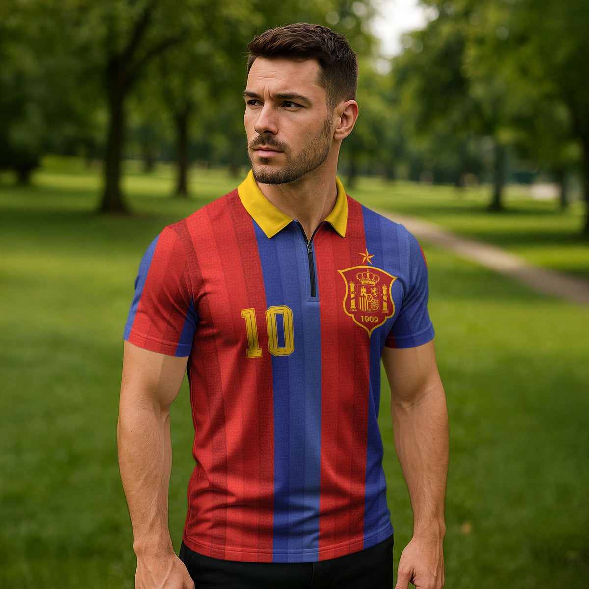 Spain 2026 Football Custom Zipper Polo Shirt La Roja x Blaugrana