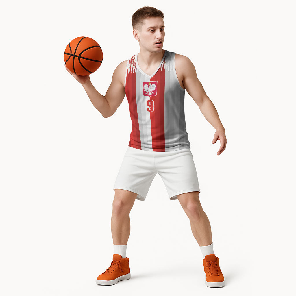 Poland Football Custom Basketball Jersey The White-Reds Winged Sport Style