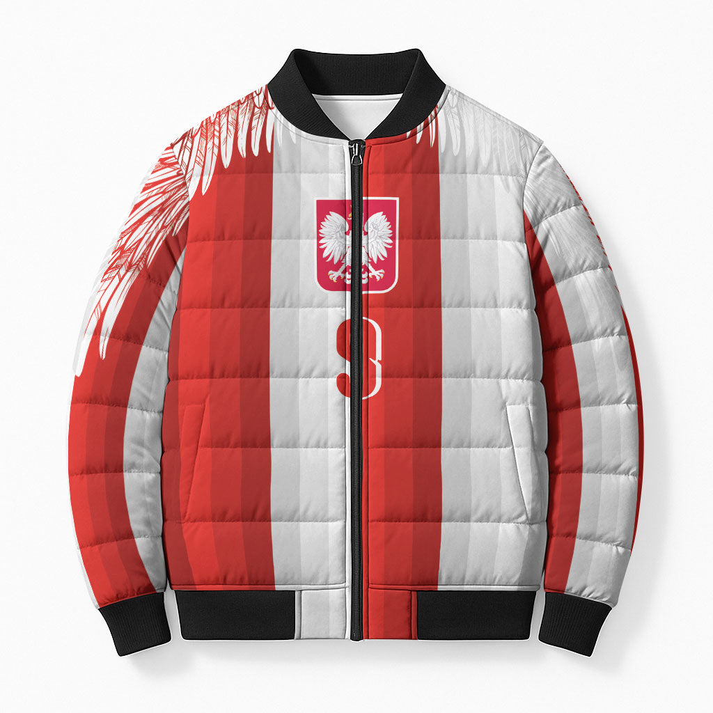 Poland Football Custom Bomber Puffer Jacket The White-Reds Winged Sport Style