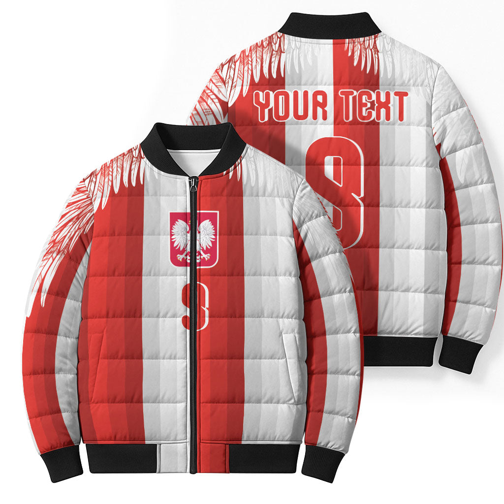 Poland Football Custom Bomber Puffer Jacket The White-Reds Winged Sport Style