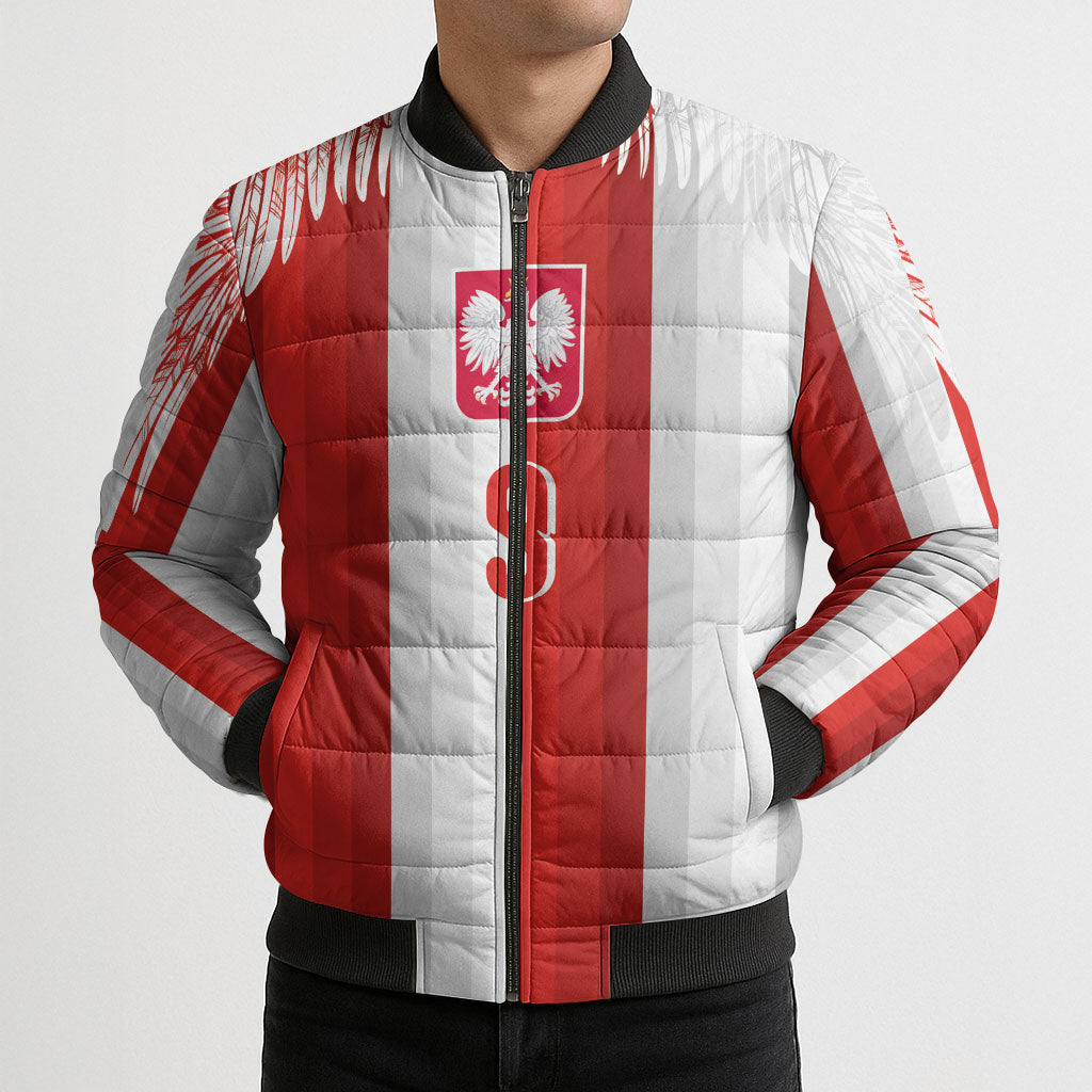 Poland Football Custom Bomber Puffer Jacket The White-Reds Winged Sport Style