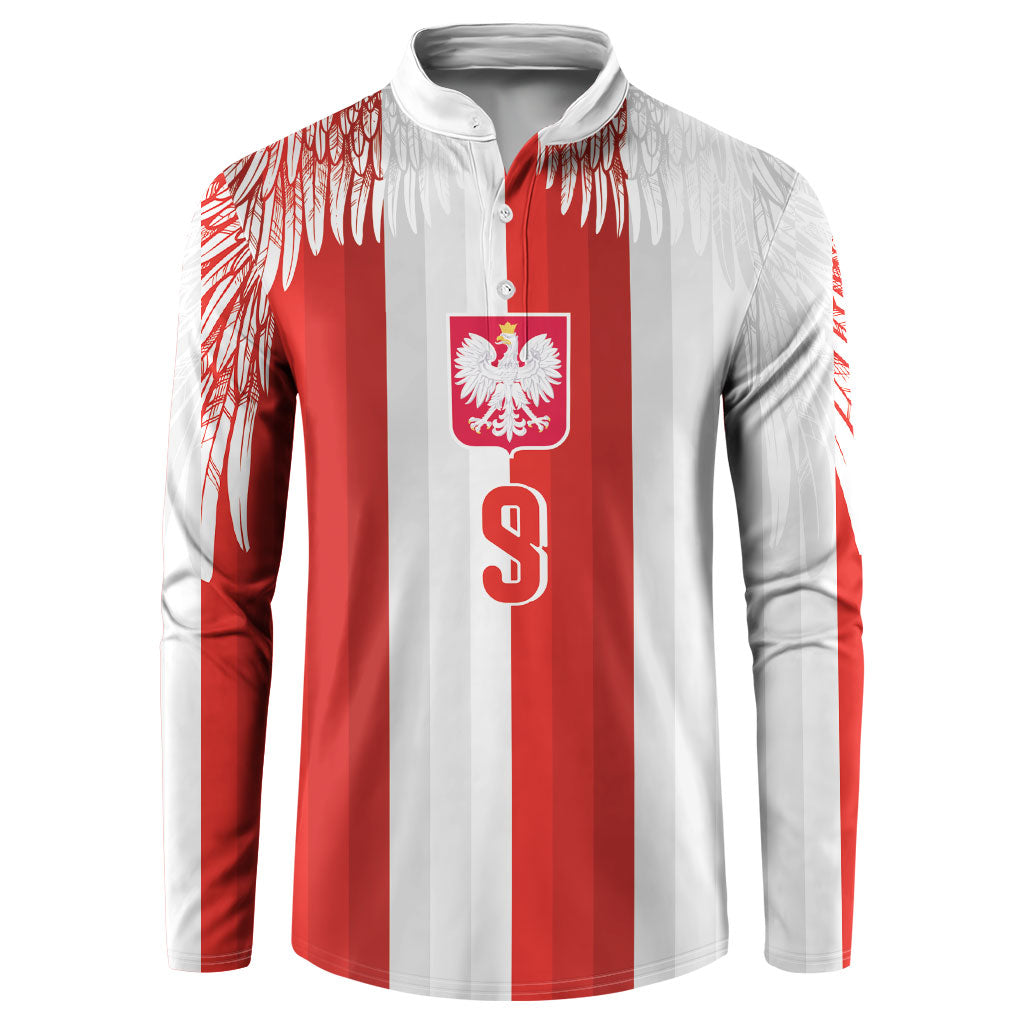 Poland Football Custom Button Sweatshirt The White-Reds Winged Sport Style