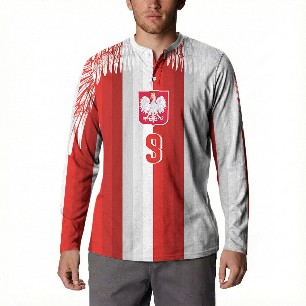 Poland Football Custom Button Sweatshirt The White-Reds Winged Sport Style