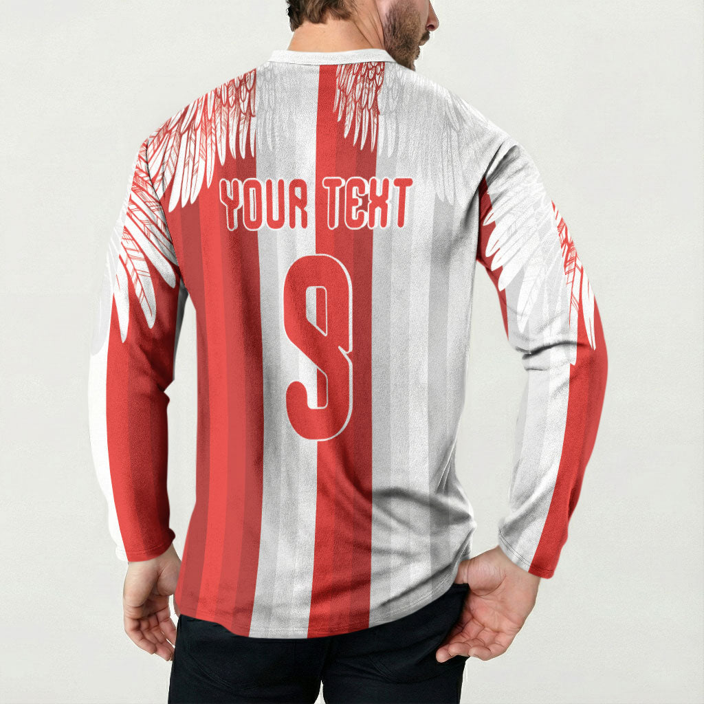 Poland Football Custom Button Sweatshirt The White-Reds Winged Sport Style