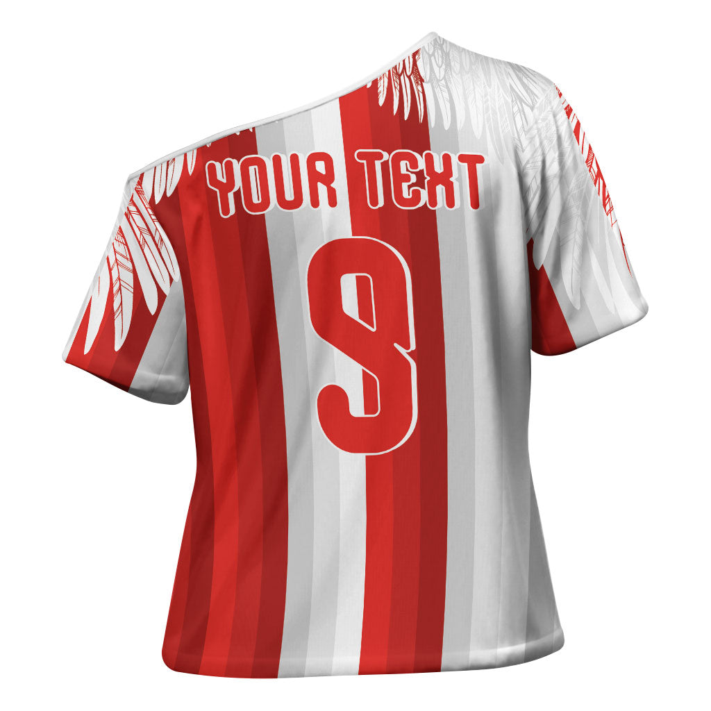 Poland Football Custom Cross Shoulder Shirt The White-Reds Winged Sport Style
