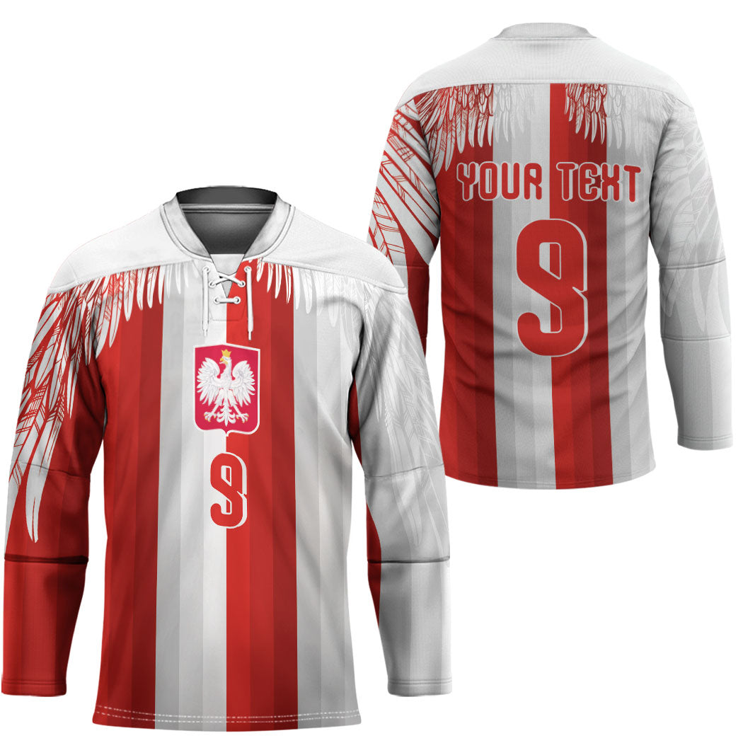Poland Football Custom Hockey Jersey The White-Reds Winged Sport Style