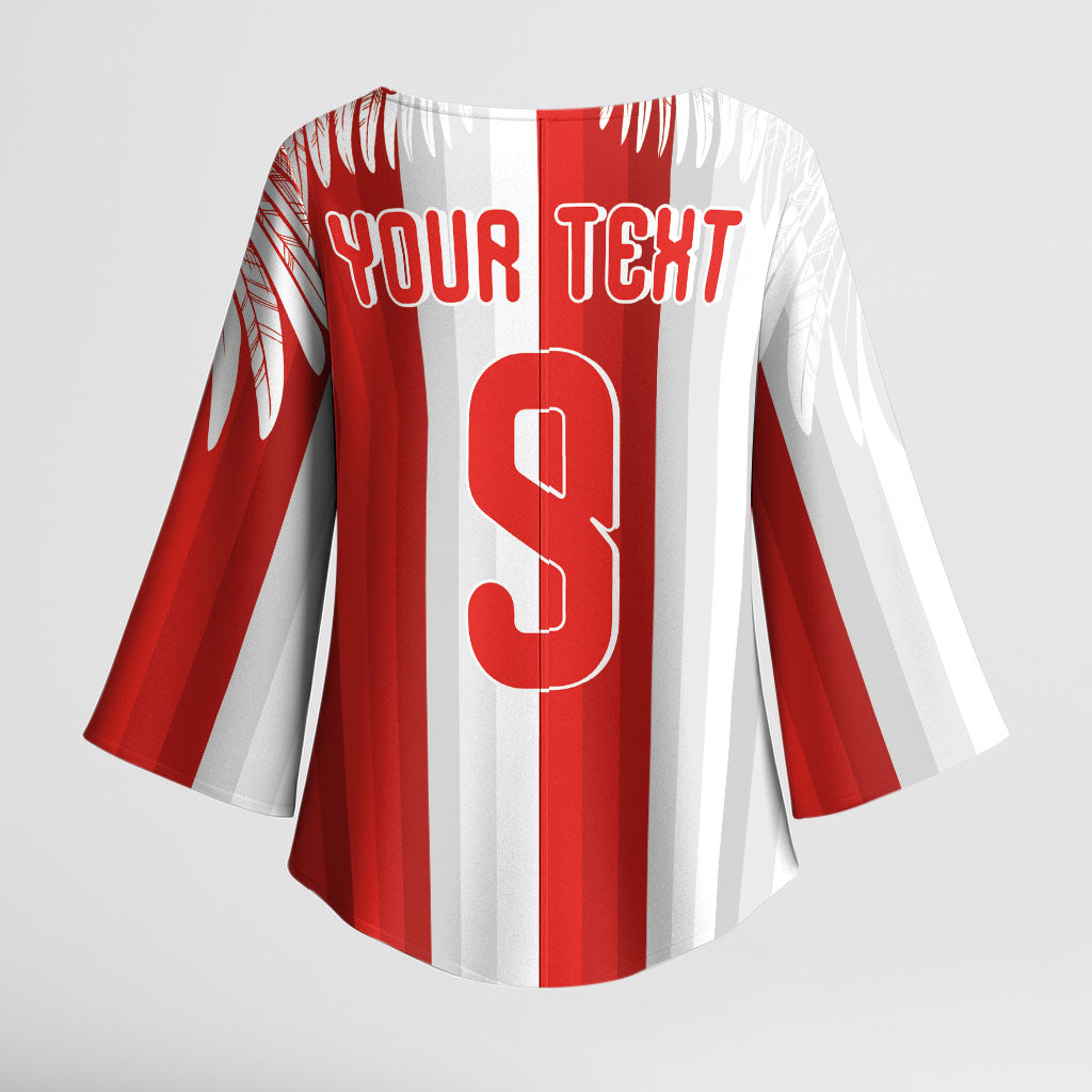 Poland Football Custom Kimono Sleeve Blouse The White-Reds Winged Sport Style