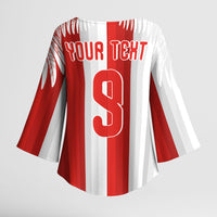 Poland Football Custom Kimono Sleeve Blouse The White-Reds Winged Sport Style