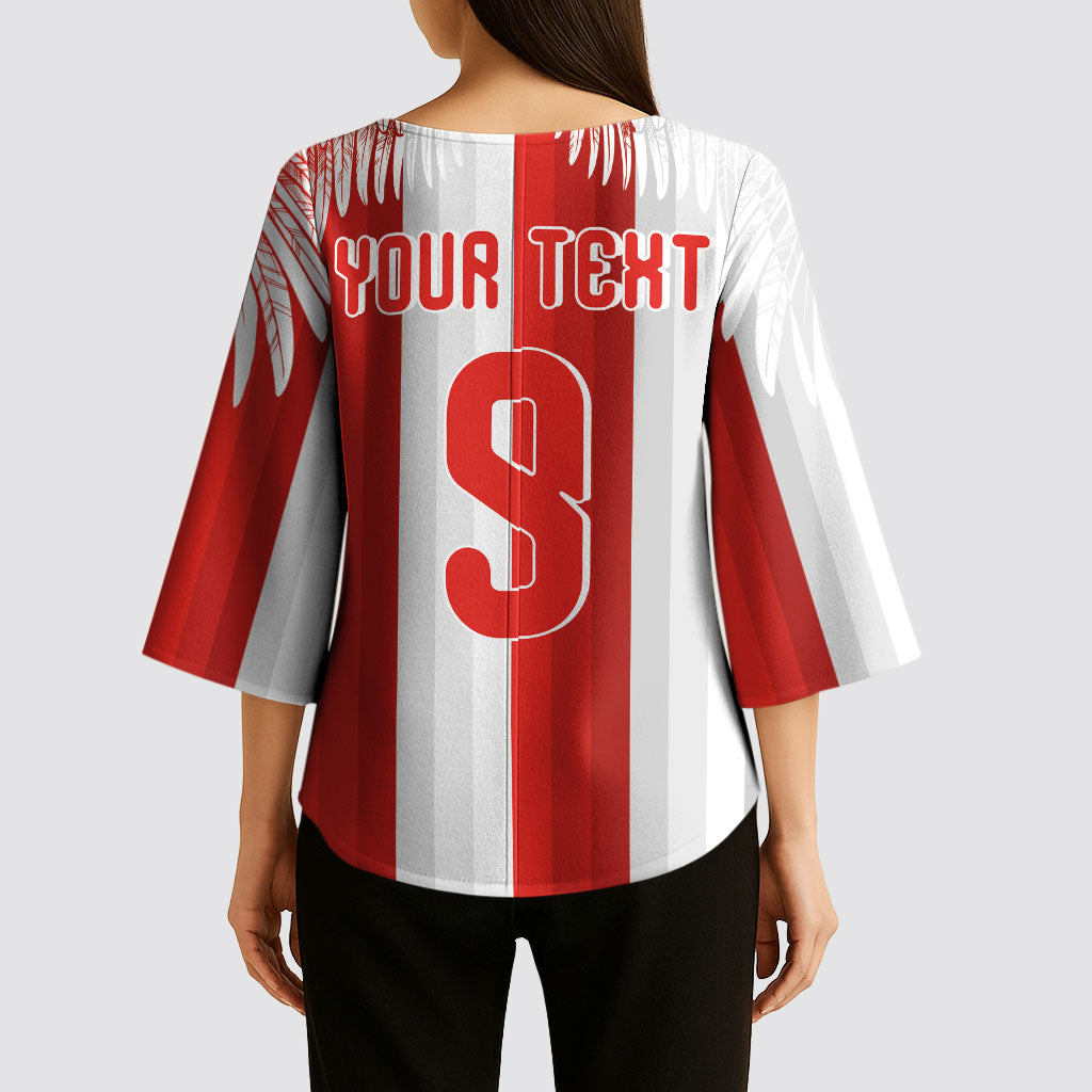 Poland Football Custom Kimono Sleeve Blouse The White-Reds Winged Sport Style