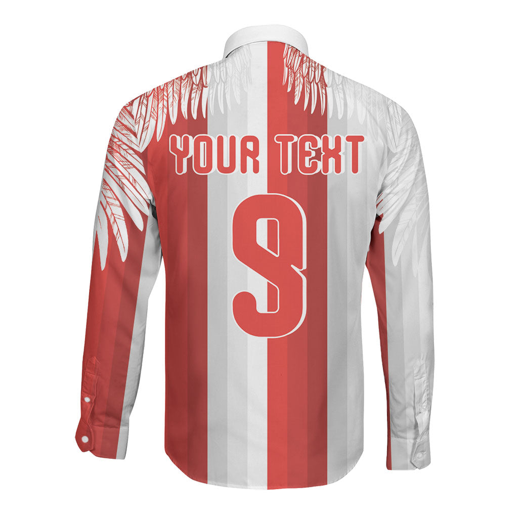 Poland Football Custom Long Sleeve Button Shirt The White-Reds Winged Sport Style