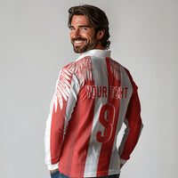 Poland Football Custom Long Sleeve Polo Shirt The White-Reds Winged Sport Style