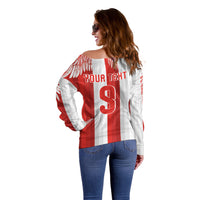 Poland Football Custom Off Shoulder Sweater The White-Reds Winged Sport Style