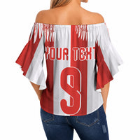Poland Football Custom Off Shoulder Wrap Waist Top The White-Reds Winged Sport Style