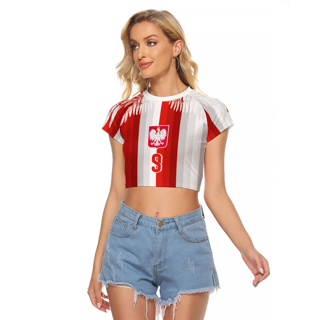 Poland Football Custom Raglan Cropped T Shirt The White-Reds Winged Sport Style