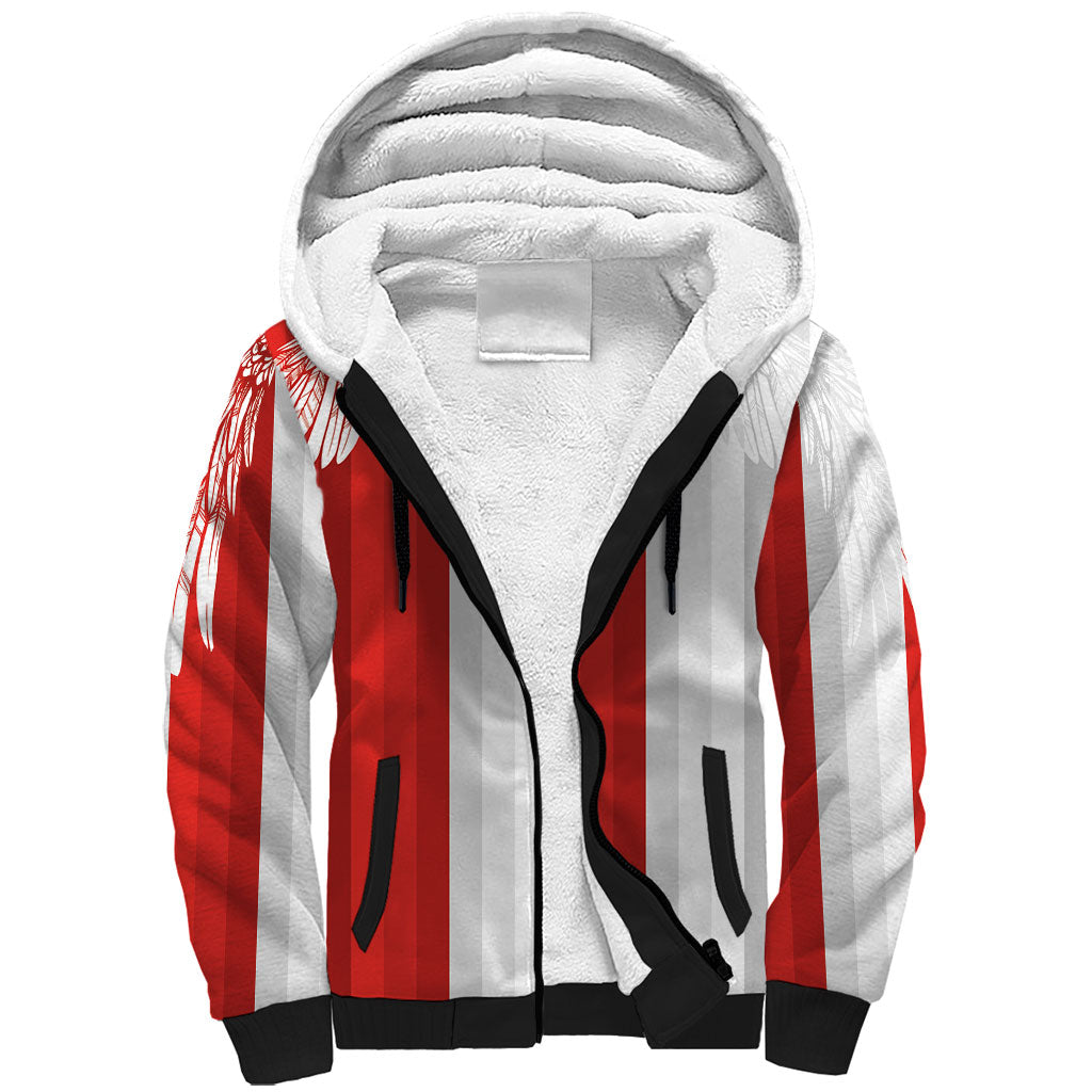 Poland Football Custom Sherpa Hoodie The White-Reds Winged Sport Style