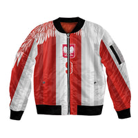 Poland Football Custom Sleeve Zip Bomber Jacket The White-Reds Winged Sport Style