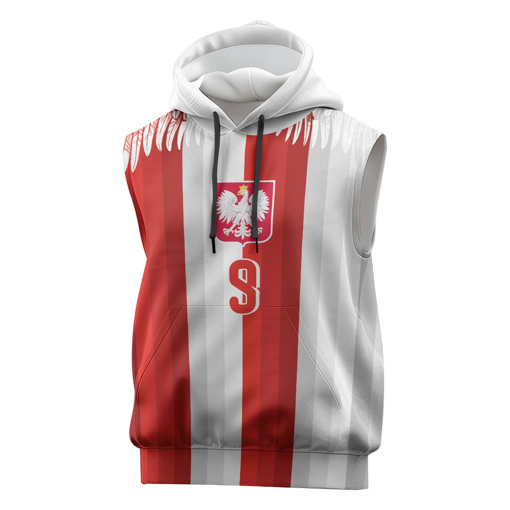 Poland Football Custom Sleeveless Hoodie The White-Reds Winged Sport Style
