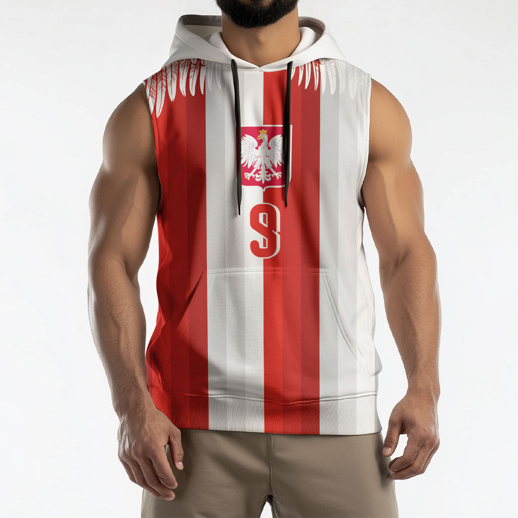 Poland Football Custom Sleeveless Hoodie The White-Reds Winged Sport Style