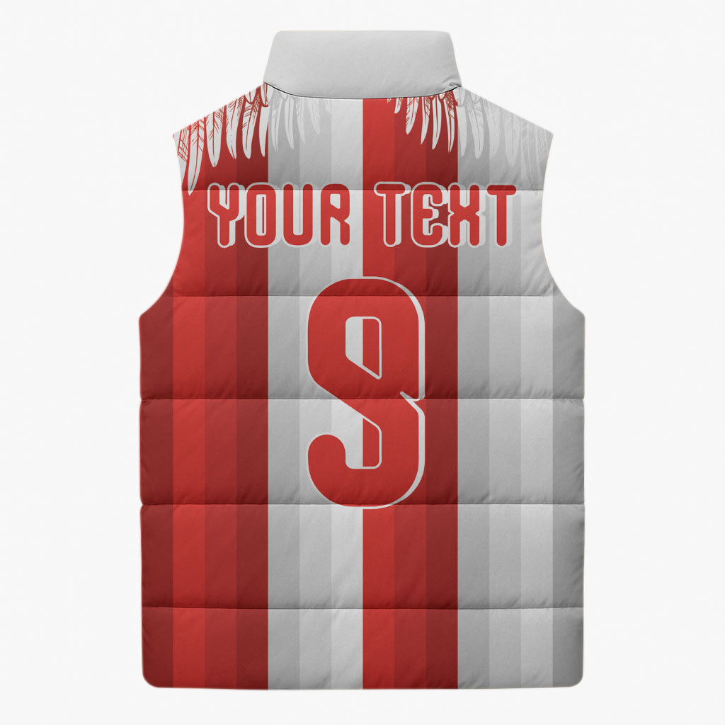 Poland Football Custom Sleeveless Puffer Jacket The White-Reds Winged Sport Style