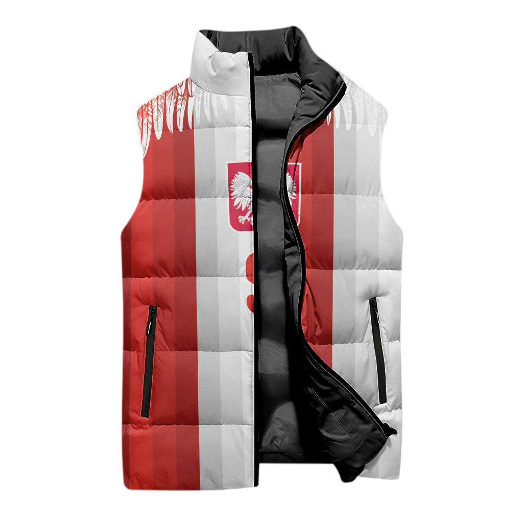 Poland Football Custom Sleeveless Puffer Jacket The White-Reds Winged Sport Style