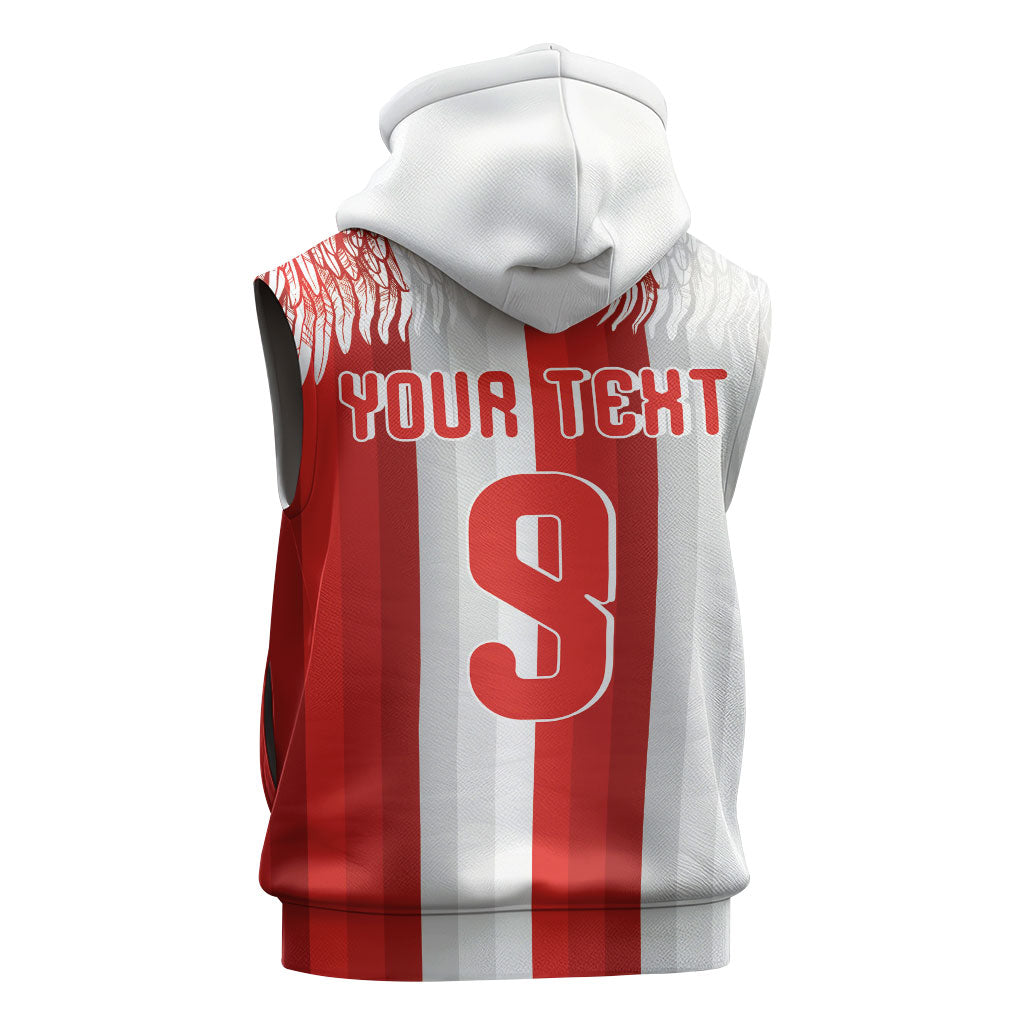 Poland Football Custom Sleeveless Zip Hoodie The White-Reds Winged Sport Style