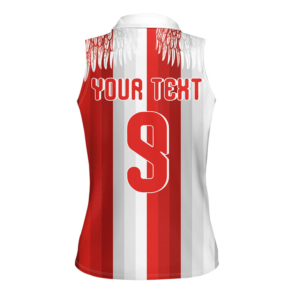Poland Football Custom Women Sleeveless Polo Shirt The White-Reds Winged Sport Style