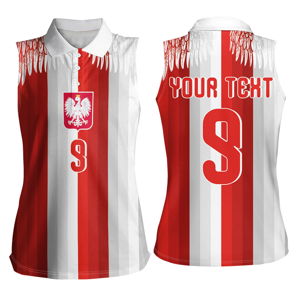 Poland Football Custom Women Sleeveless Polo Shirt The White-Reds Winged Sport Style