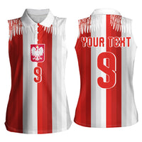Poland Football Custom Women Sleeveless Polo Shirt The White-Reds Winged Sport Style