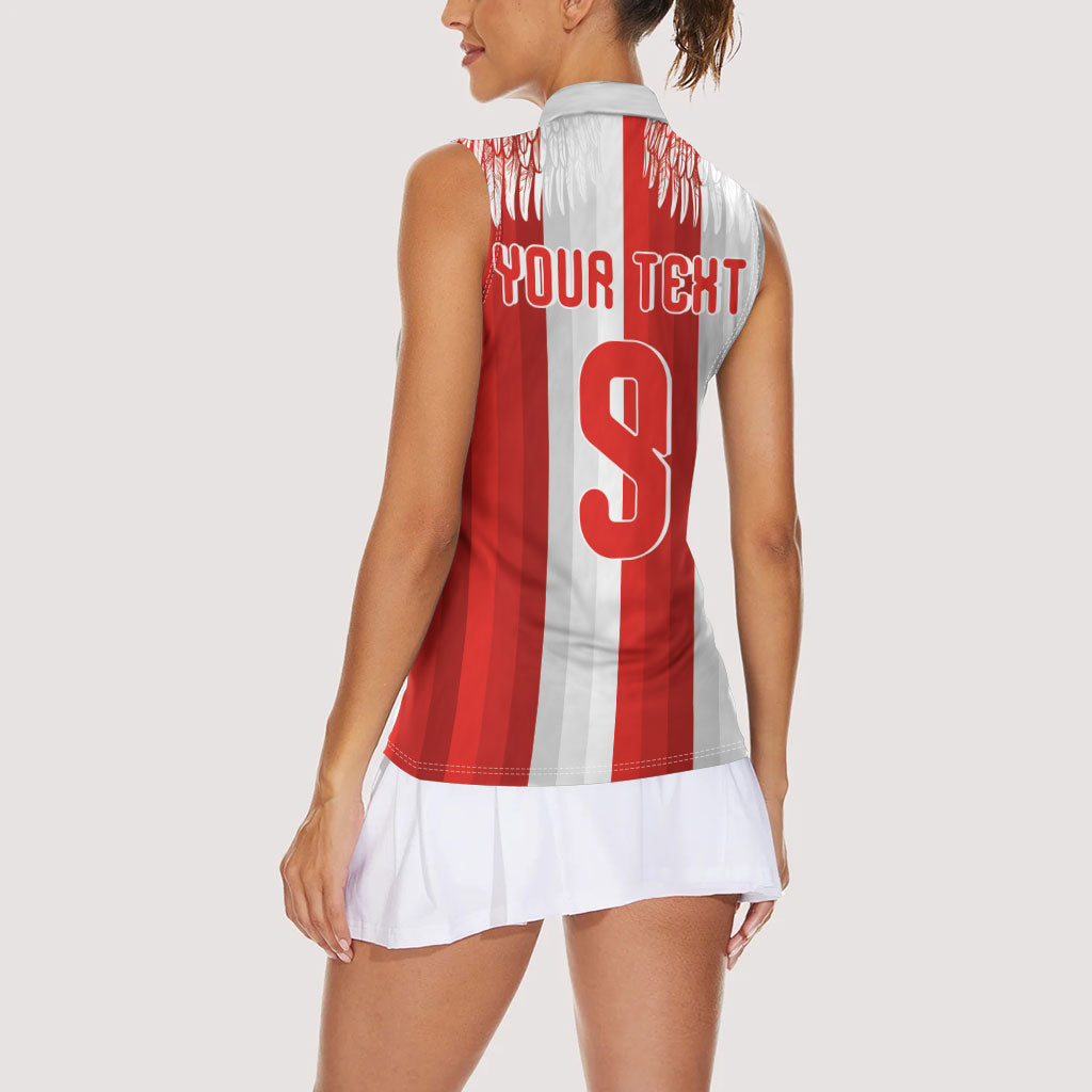 Poland Football Custom Women Sleeveless Polo Shirt The White-Reds Winged Sport Style