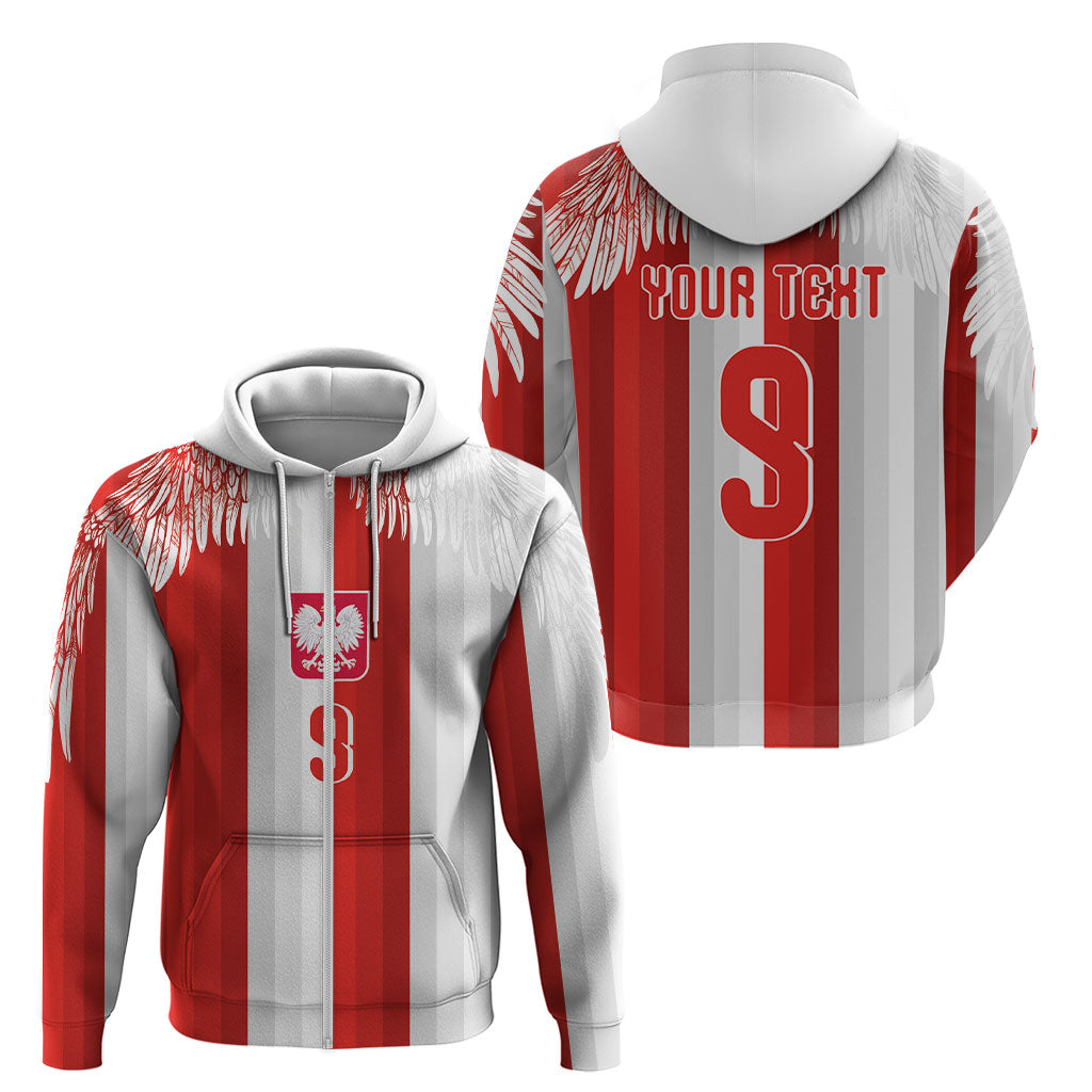 Poland Football Custom Zip Hoodie The White-Reds Winged Sport Style