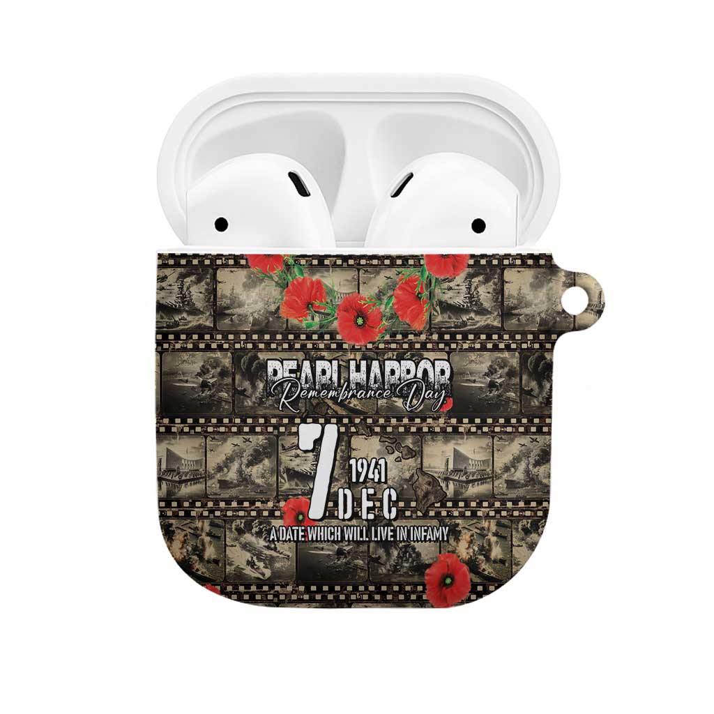 Pearl Harbor Remembrance Day AirPods Case Memories of December 7 with Red Poppy Lei - Wonder Print Shop