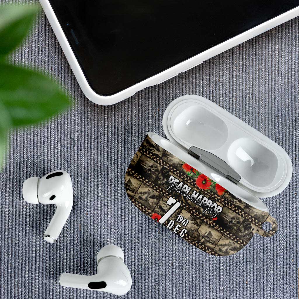Pearl Harbor Remembrance Day AirPods Case Memories of December 7 with Red Poppy Lei - Wonder Print Shop