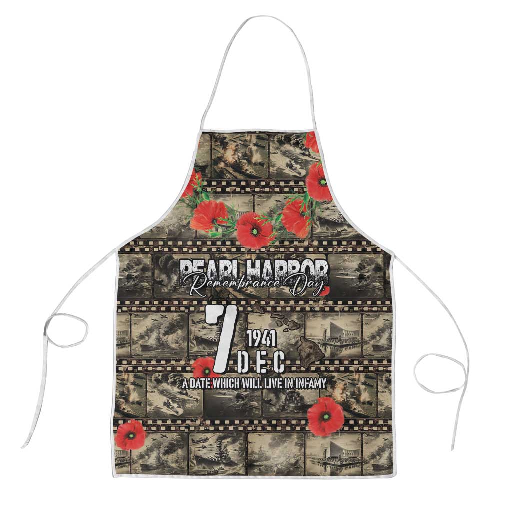 Pearl Harbor Remembrance Day Apron Memories of December 7 with Red Poppy Lei - Wonder Print Shop