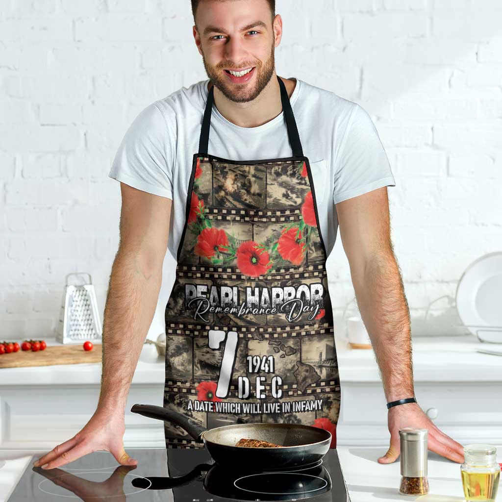 Pearl Harbor Remembrance Day Apron Memories of December 7 with Red Poppy Lei - Wonder Print Shop
