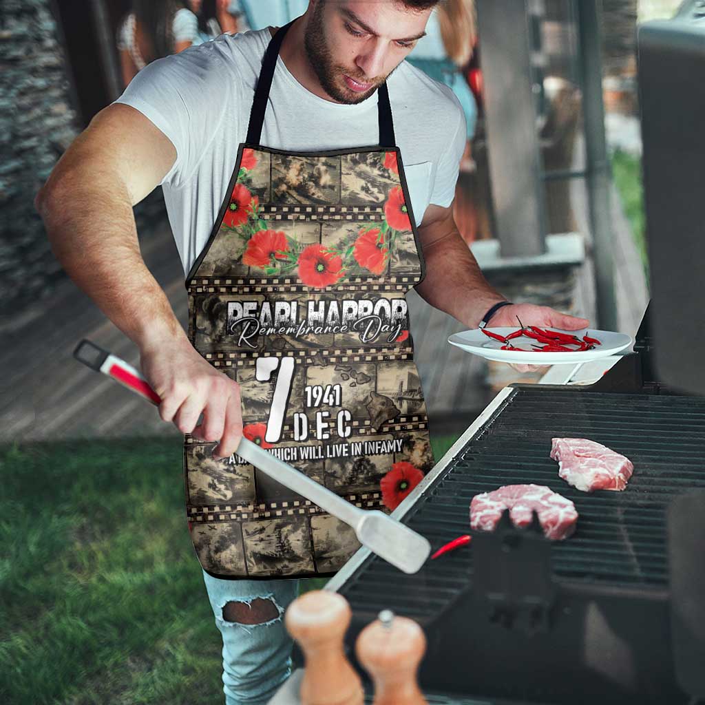 Pearl Harbor Remembrance Day Apron Memories of December 7 with Red Poppy Lei - Wonder Print Shop