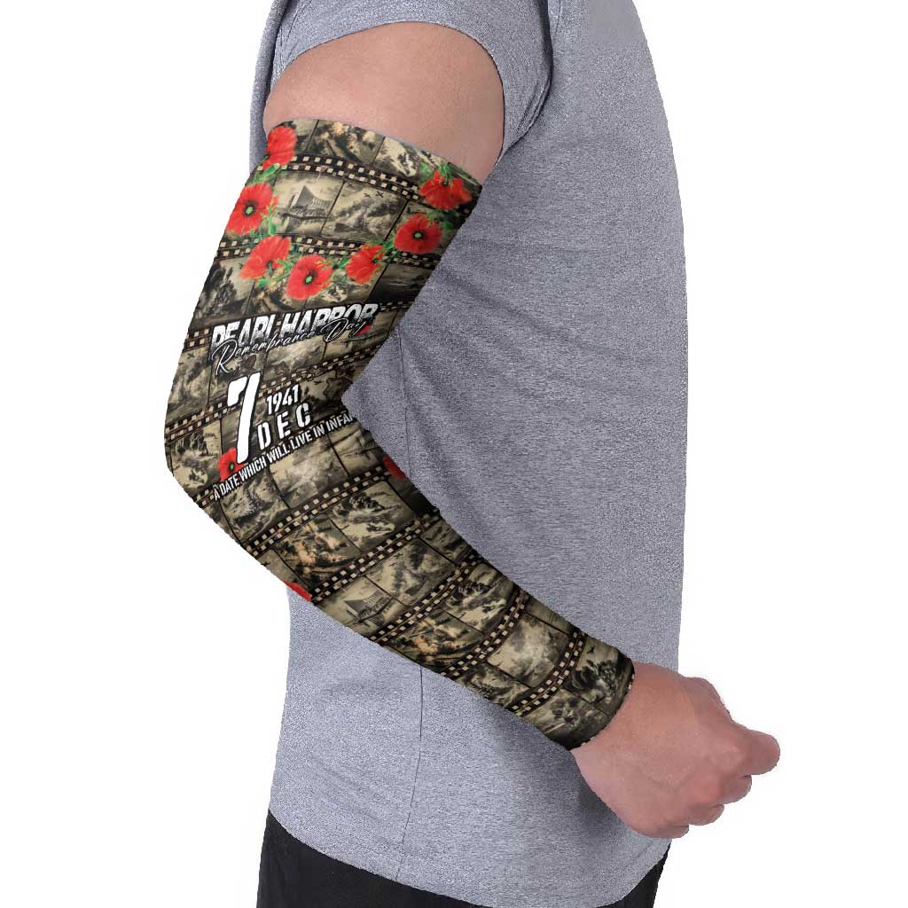 Pearl Harbor Remembrance Day Personalized Arm Sleeves Memories of December 7 with Red Poppy Lei - Wonder Print Shop