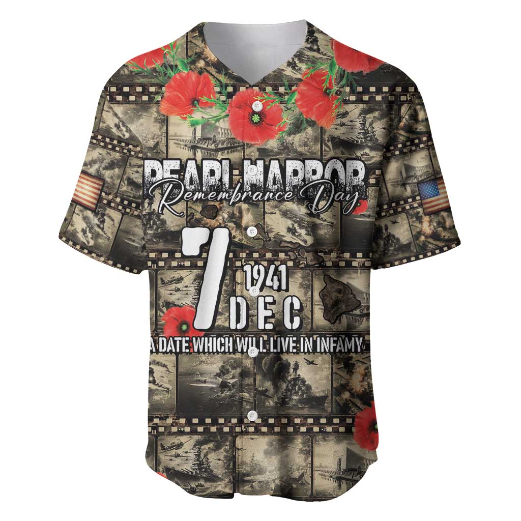 Pearl Harbor Remembrance Day Personalized Baseball Jersey Memories of December 7 with Red Poppy Lei - Wonder Print Shop
