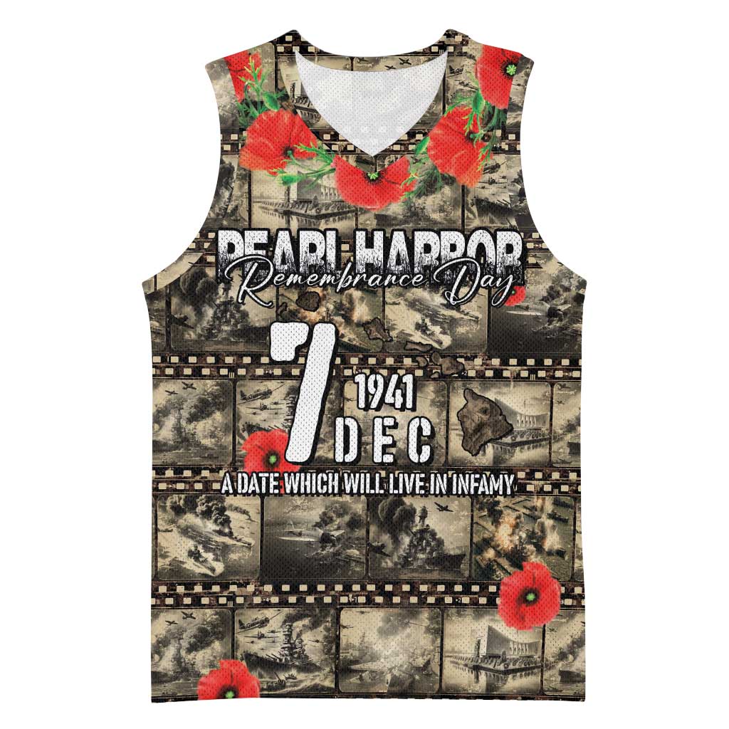 Pearl Harbor Remembrance Day Personalized Basketball Jersey Memories of December 7 with Red Poppy Lei - Wonder Print Shop