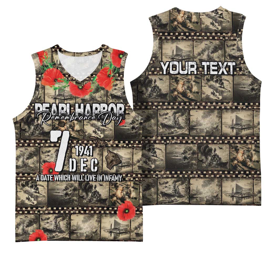 Pearl Harbor Remembrance Day Personalized Basketball Jersey Memories of December 7 with Red Poppy Lei - Wonder Print Shop