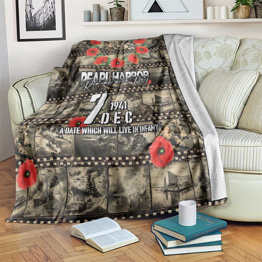 Pearl Harbor Remembrance Day Blanket Memories of December 7 with Red Poppy Lei - Wonder Print Shop
