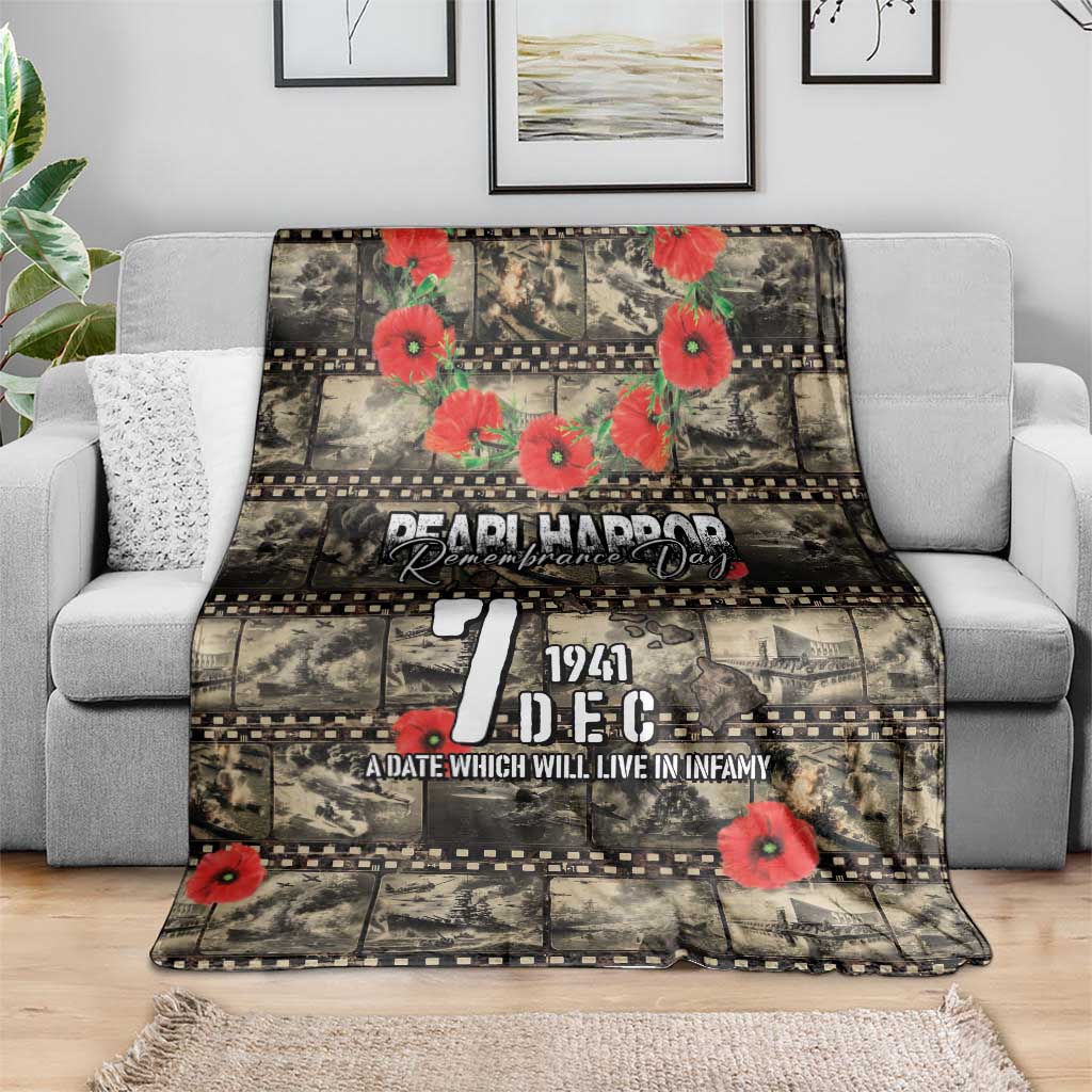Pearl Harbor Remembrance Day Blanket Memories of December 7 with Red Poppy Lei - Wonder Print Shop