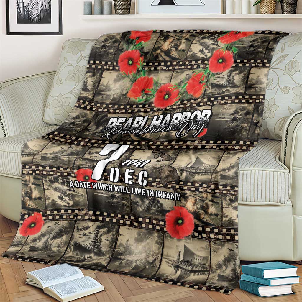 Pearl Harbor Remembrance Day Blanket Memories of December 7 with Red Poppy Lei - Wonder Print Shop