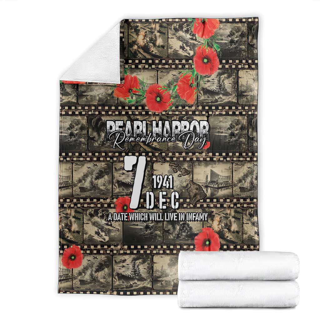 Pearl Harbor Remembrance Day Blanket Memories of December 7 with Red Poppy Lei - Wonder Print Shop