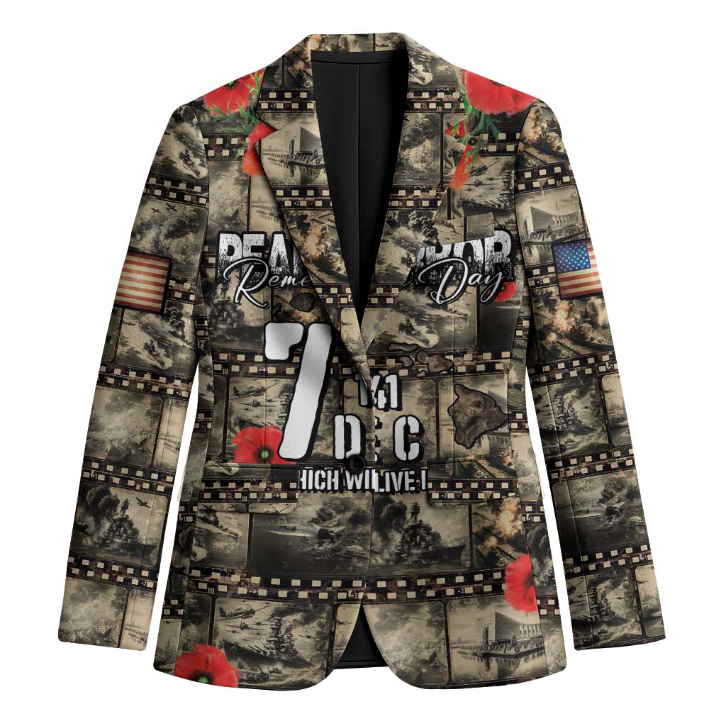 Pearl Harbor Remembrance Day Personalized Blazer Memories of December 7 with Red Poppy Lei - Wonder Print Shop