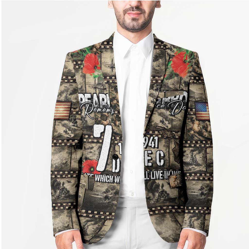 Pearl Harbor Remembrance Day Personalized Blazer Memories of December 7 with Red Poppy Lei - Wonder Print Shop