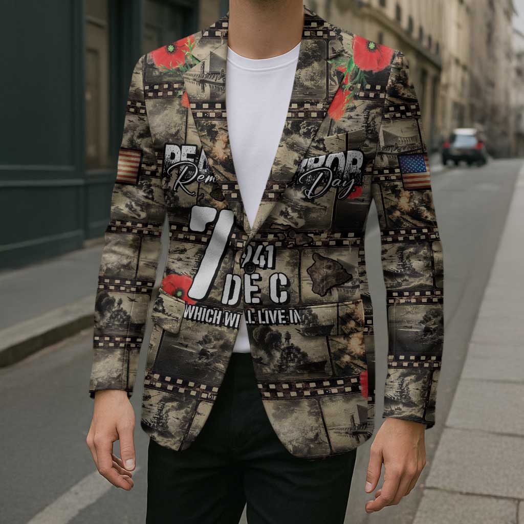 Pearl Harbor Remembrance Day Personalized Blazer Memories of December 7 with Red Poppy Lei - Wonder Print Shop